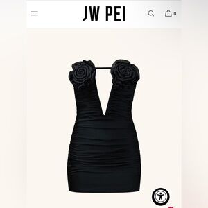 JW PEI Bailee Floral Applique and Ruched Tube Mini Dress - Black